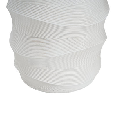 Antique-Style Magnesium Oxide Outdoor Side Table - Textured White Round Accent Pedestal for Patio and Garden