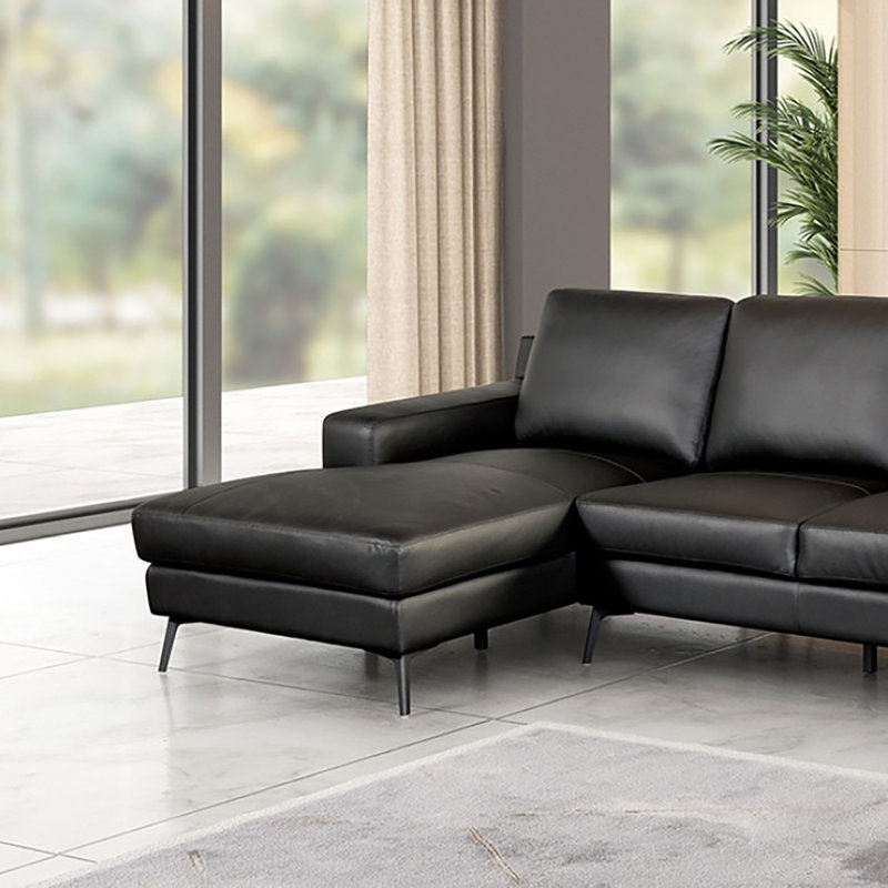 Canapé modulaire Sincalir, Cuir synthétique noir, Orienté à gauche (vu de face)