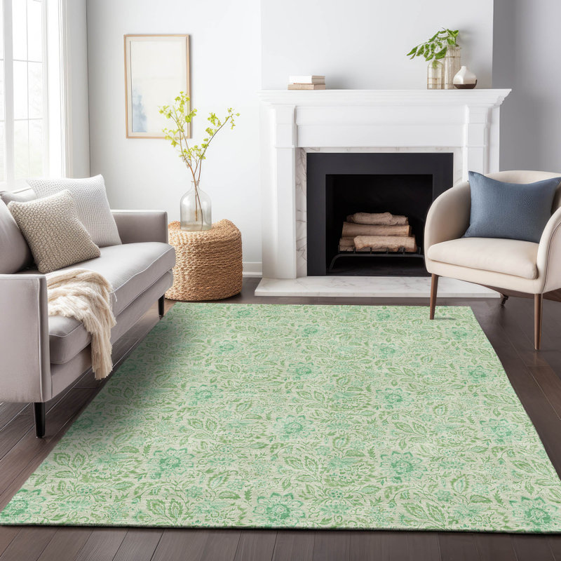Premium Machine Washable Chandra Sage Rug, Rectangle 8' x 10'