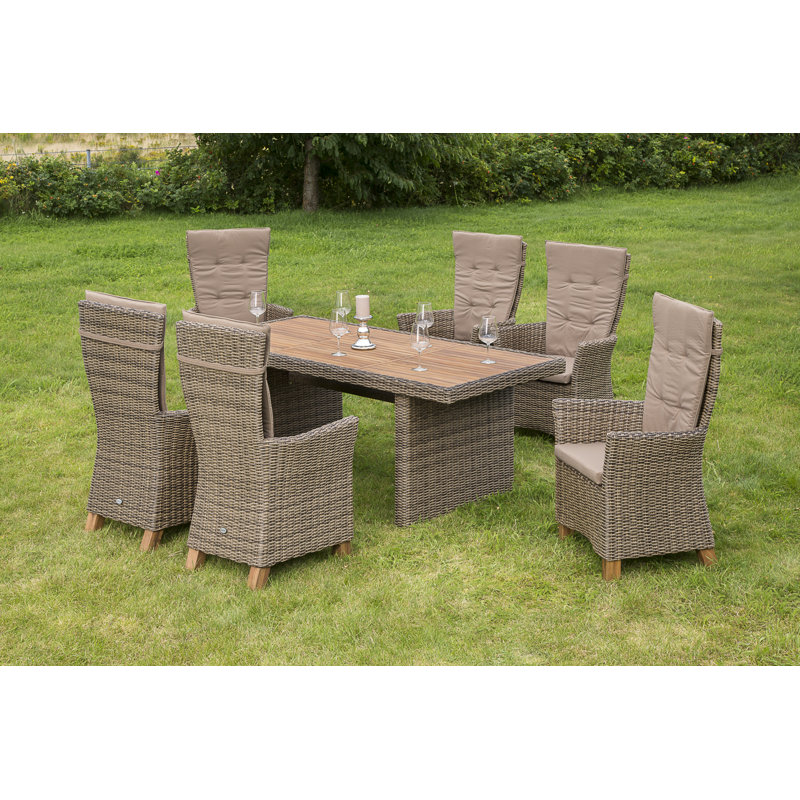 Inouye 6 - Person Patio Dining Set Rectangular Table with Cushions Included