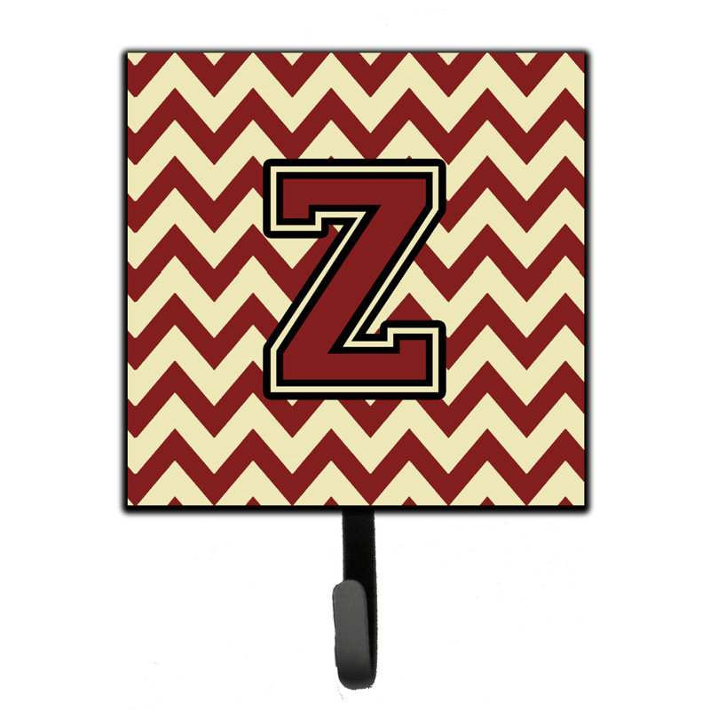 Organisateur de clés à motif de chevrons à motif de lettre avec c, Marron / Or