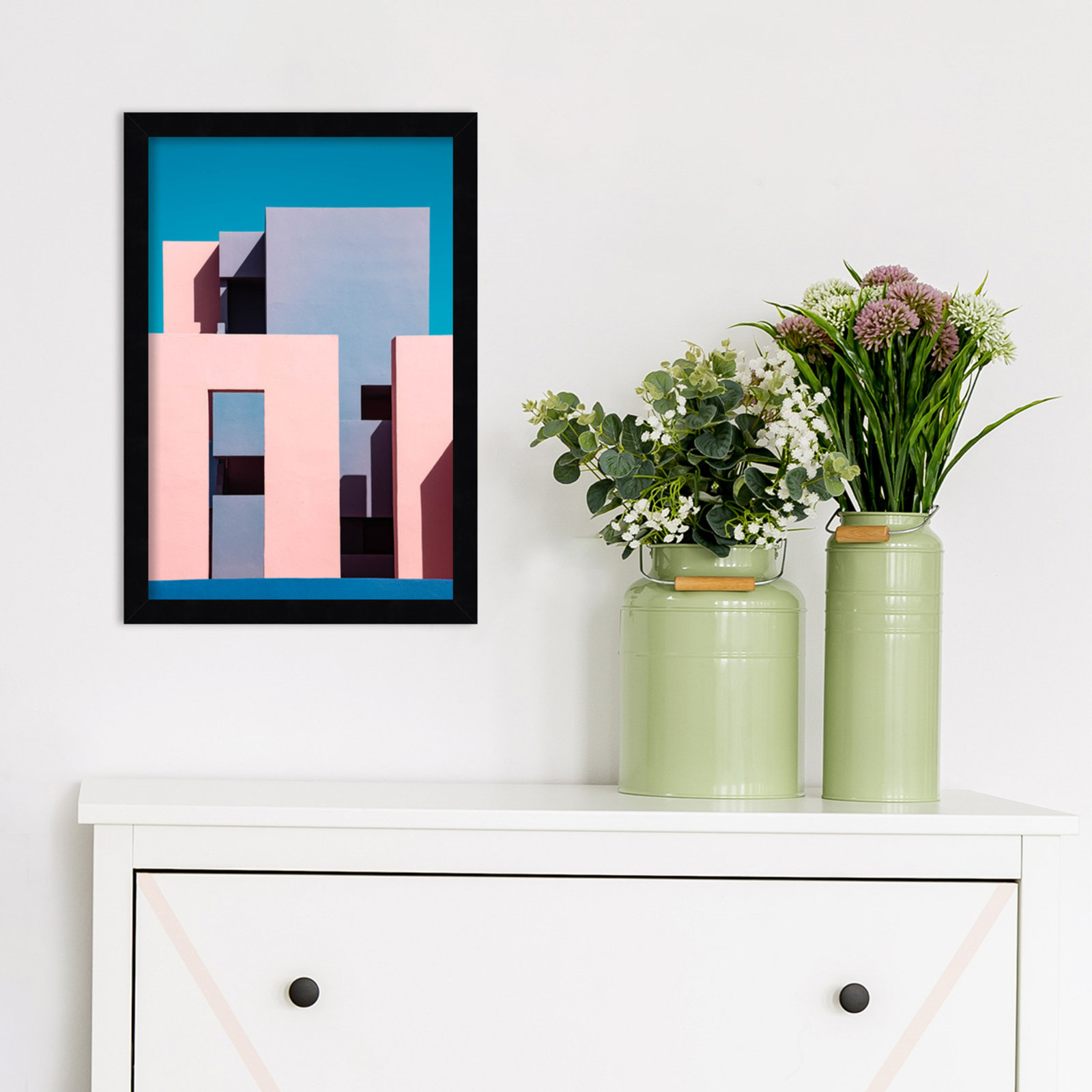 Muralla Roja Buildings 1 Print, Black, 17" H x 12" W x 1" D