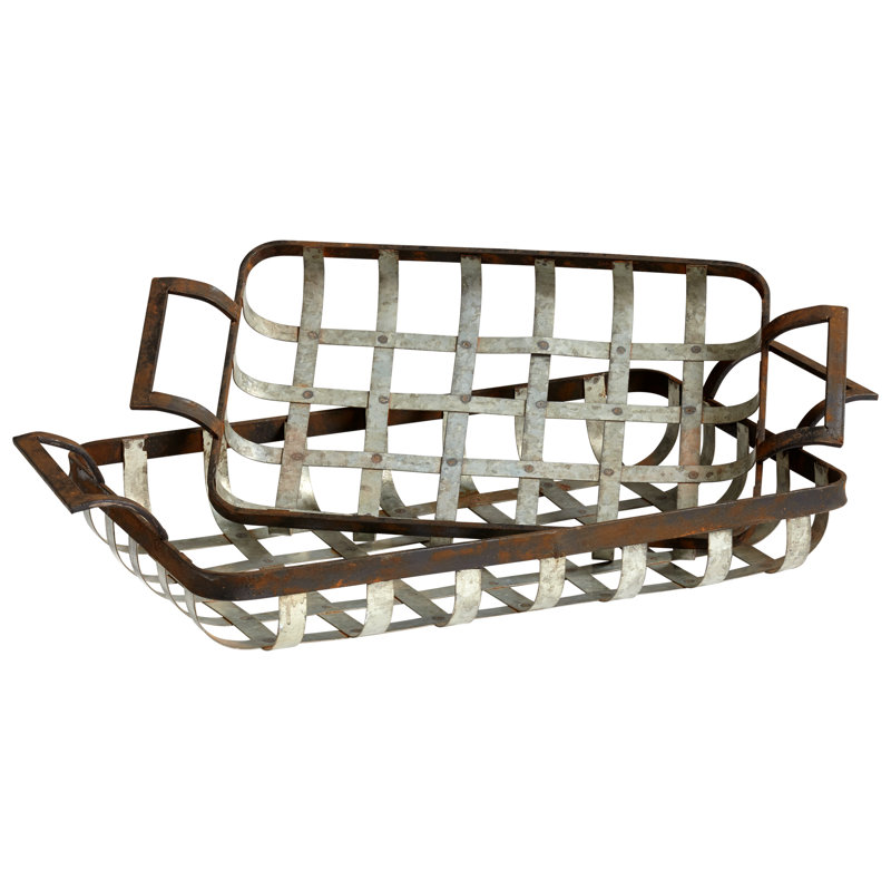Waffle Metal Tray - Set of 2