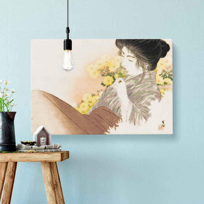 Smelling The Flowers by Ito Shinsui - Wrapped Canvas Painting, 50cm H x 76cm W x 3cm D