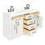 Meuble-lavabo double en bois massif Tidworth avec plateau en quartz blanc de 1,5 po-818783554-851666854