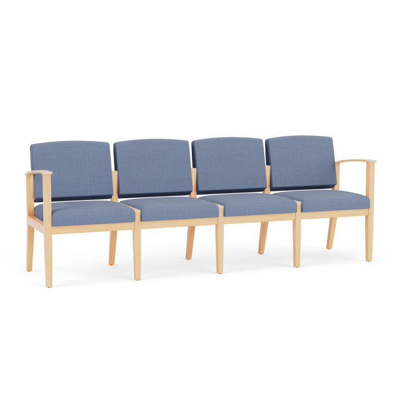 Table de bout en bois Amherst, Naturel, Chambray bleu marine clair