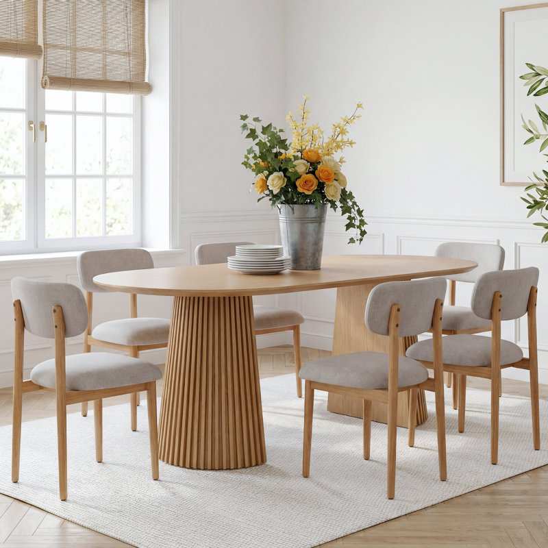 Ensemble repas pour 6 personnes Hulse, Gris, Chêne