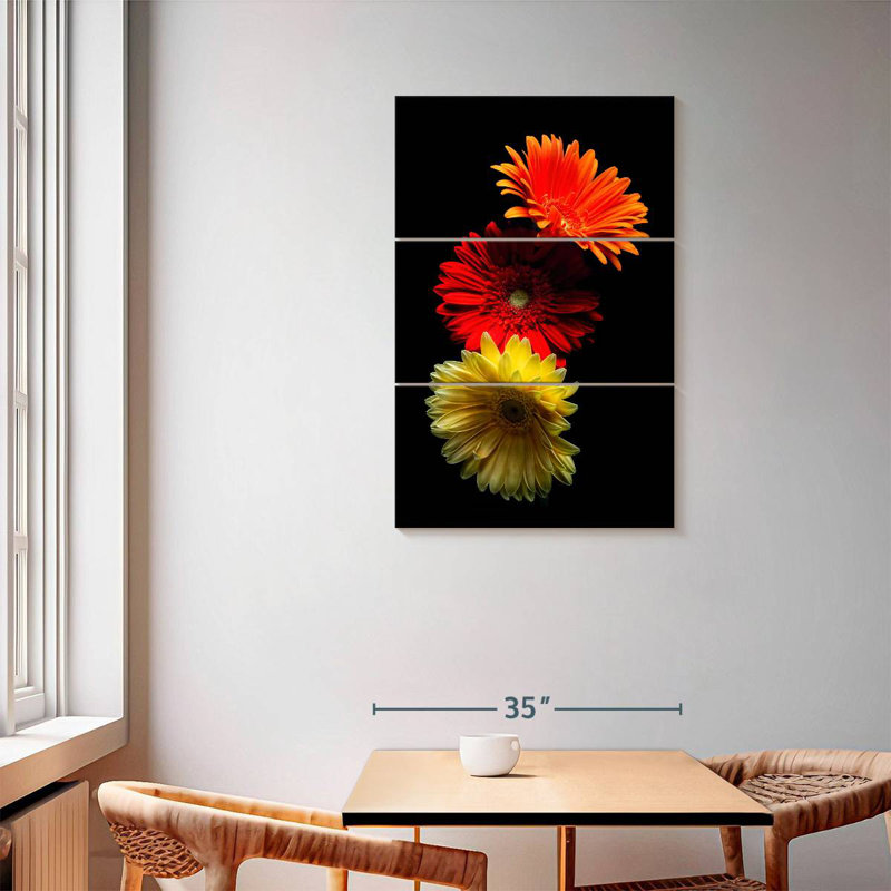 Harnek Three Luminuous Daises, 57" H x 36" W