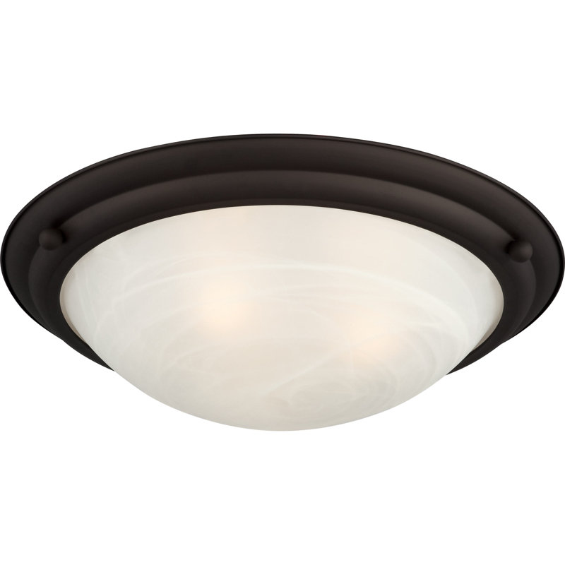 Lunar Glass Flush Mount, Antique Bronze