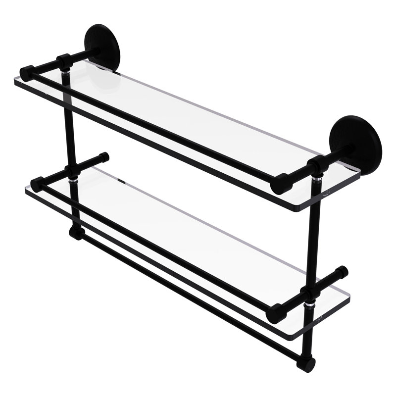 Tilney 2 Piece Tiered Shelf with Towel Bar, Matte Black