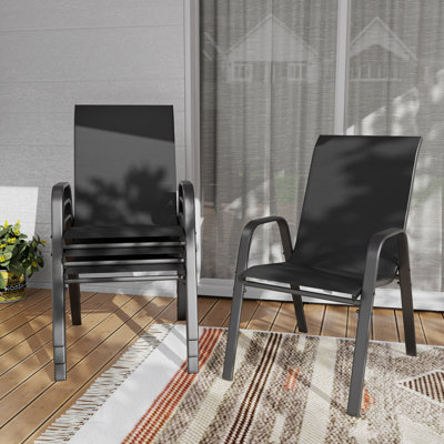 Set Of 4 Outdoor Dining Chairs With High Weight Capacity, Ergonomic Design, And Rust-Resistant Frame For Garden And Patio