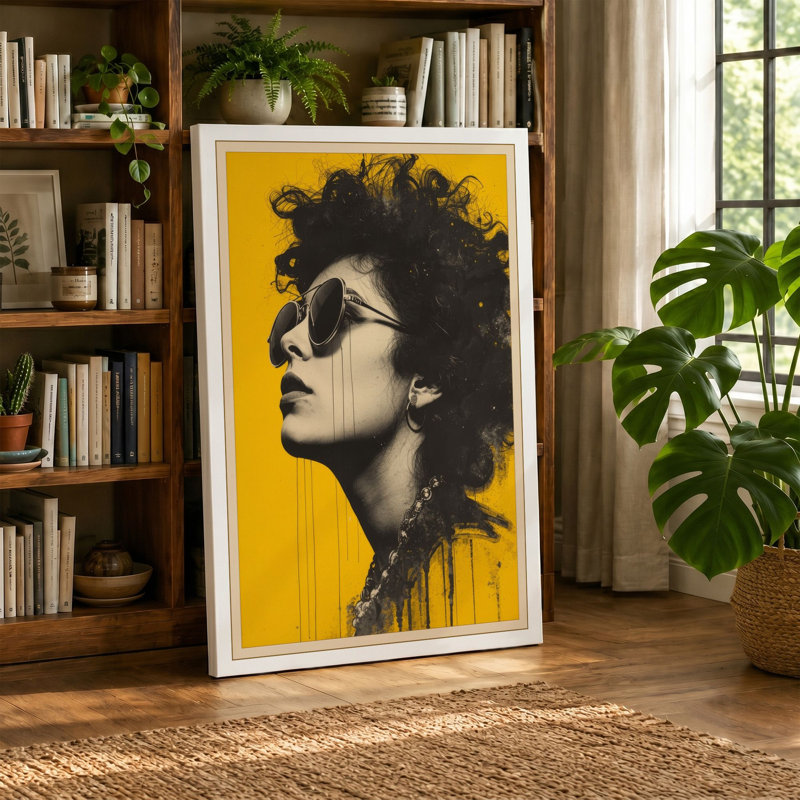 Profile in Yellow Modern - Wrapped Canvas, 18x12 - 45.7 x 30.5 cm, Black Border