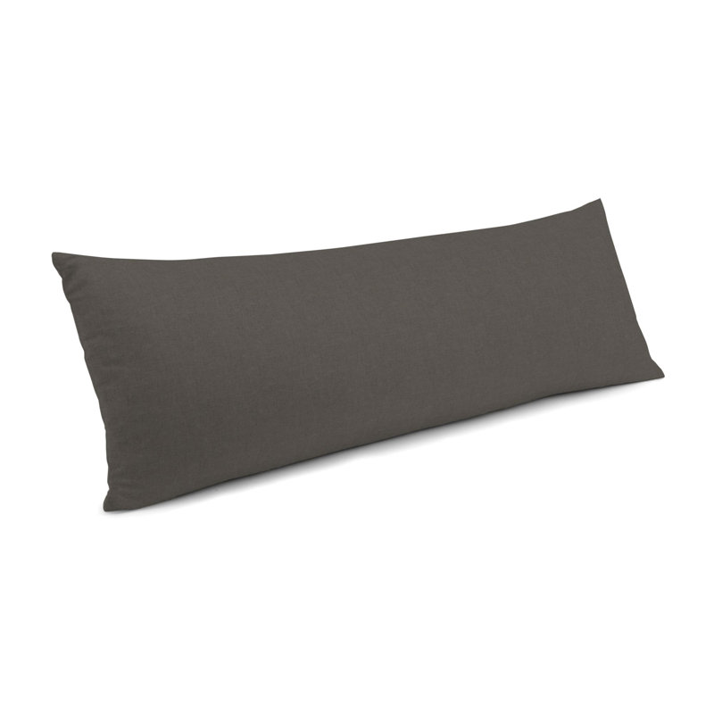 Pale Blue Linen Large Lumbar Pillow, Brown, Down Blend, 14" x 36"