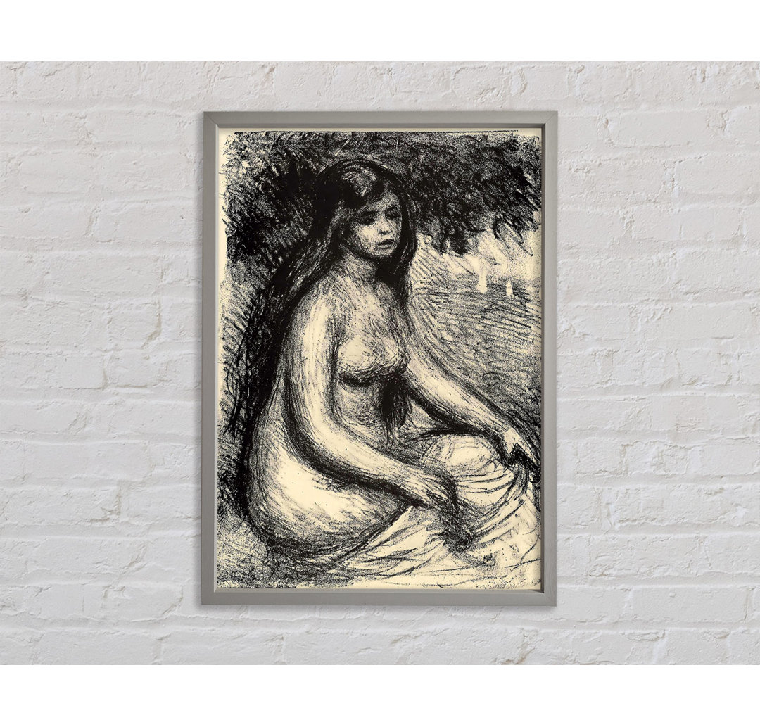 Renoir Bather 3 - Einzelner Bilderrahmen Typografie auf Leinwand