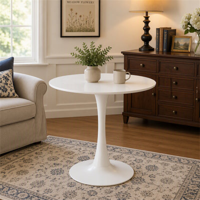 Modern Round Dining Table with Metal Base