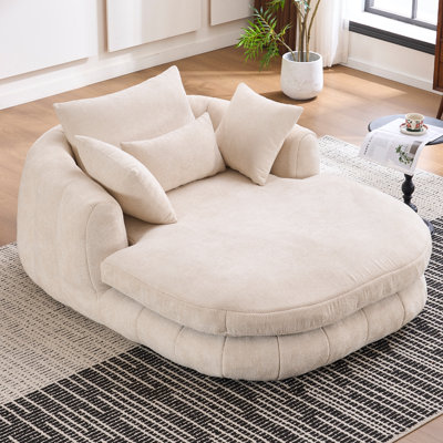 Oversized Chaise Lounge Chair Indoor, Plush Chenille Deep Seat Sofa bed with Throw Pillow, Side Pocket, No Assembly Needed, Comfy Sleeper Sofa Bed for by Mercer41
