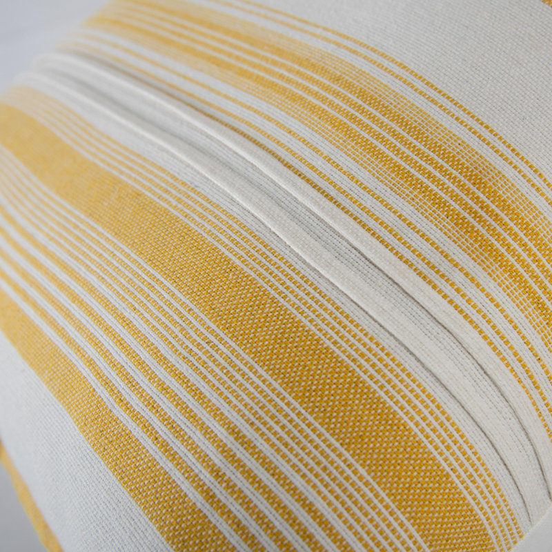 Cotton/Polyester Blend Down Filled Throw Pillow, Polyester, White/Yellow