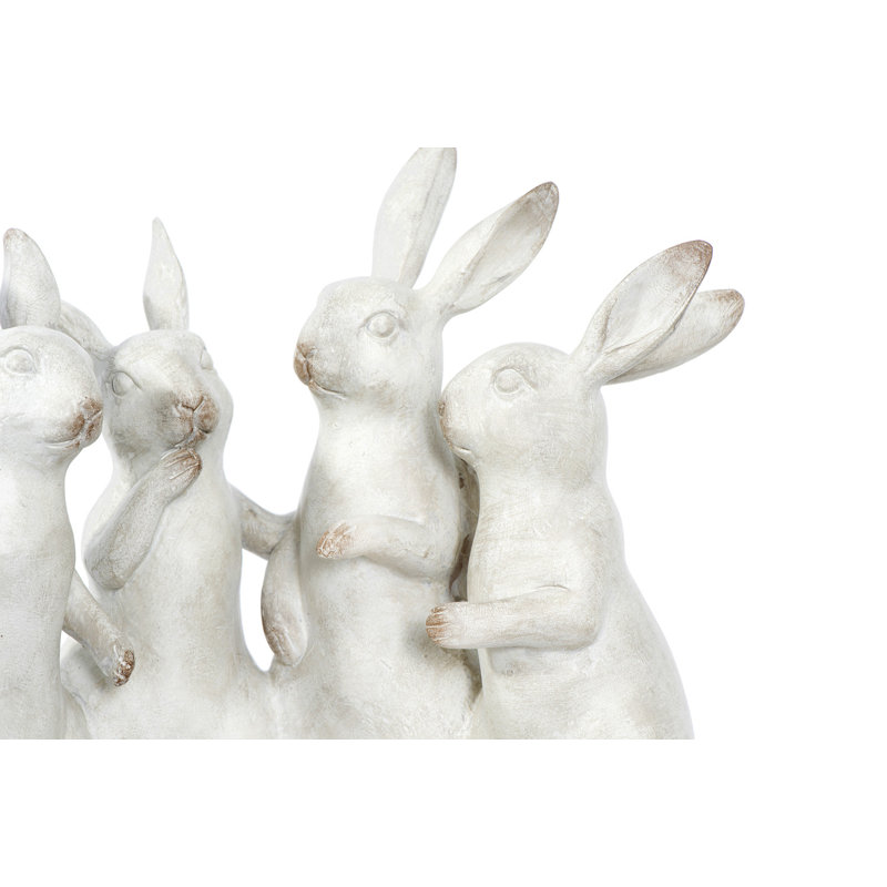 Barraza Whitewashed Polyresin Bunny Rabbit Quartet Figurine