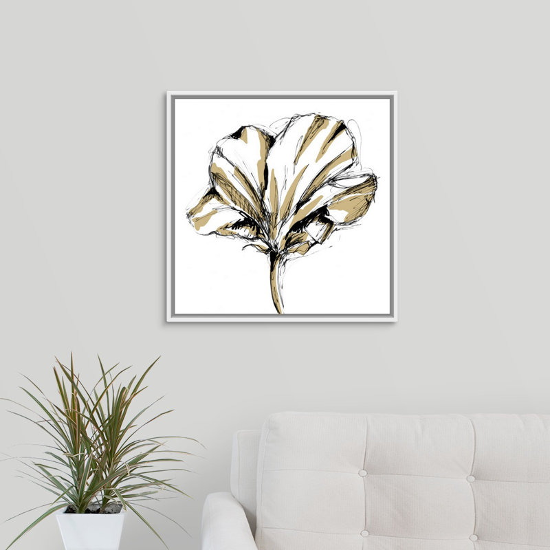 « gold tulip iv » par the novogratz-reproduction d’art sur toile, H 20 po x l 20 po x P 1,25 po, Cadre flottant noir