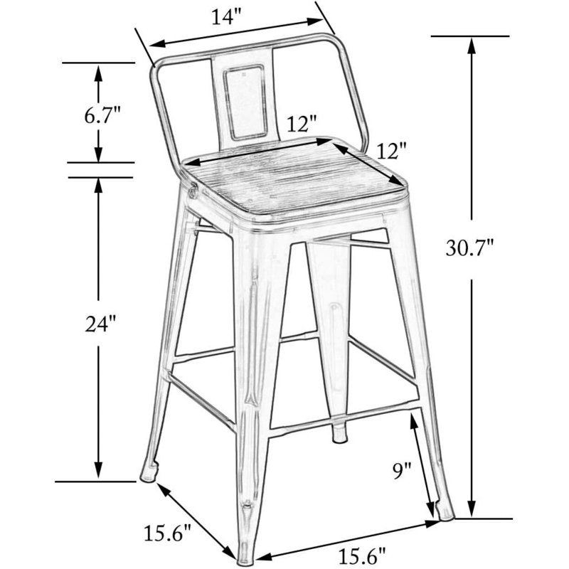Maresca Counter Stool with Metal Frame, Blue, Blue, Counter Stool (24" Seat Height)