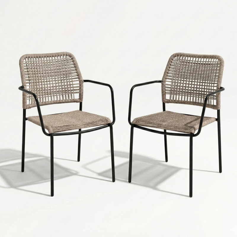 Stacking Patio Dining Armchair, Taupe