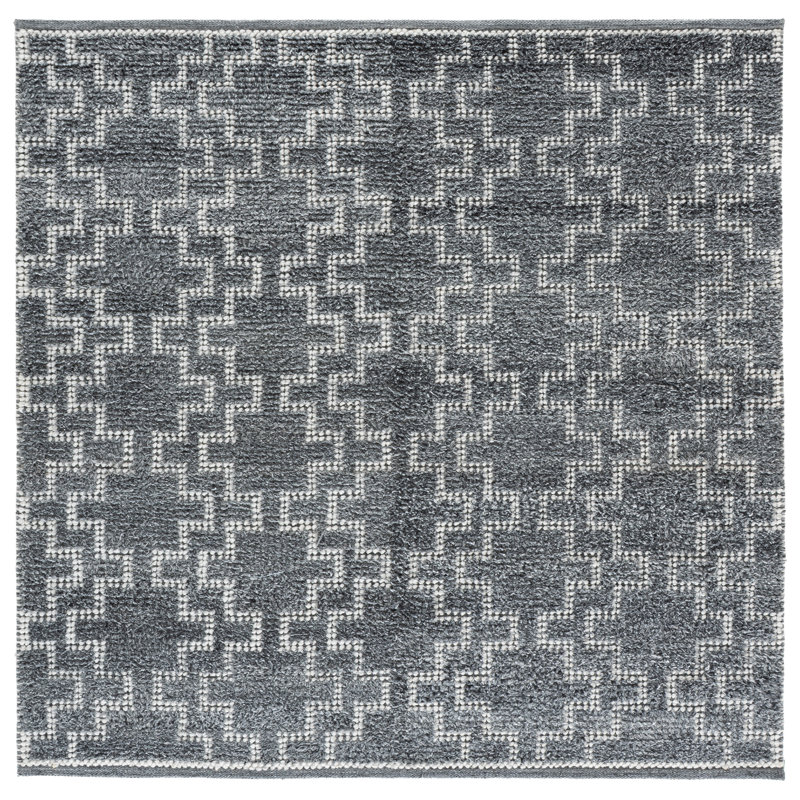 Vermont Hand Woven Recycled P.E.T Geometric Indoor Rug, 6'-0" x 6'-0" Square