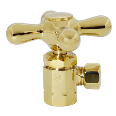 Ensemble de lavabo sur pied LA-Style avec siphon en P, conduites d'alimentation, brides et butées d'angle à poignée en croix