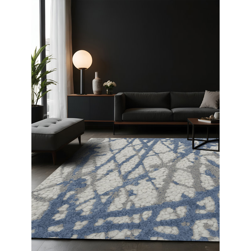 Tapis gris soyeux et moelleux, Rectangle 5 pi x 7 pi