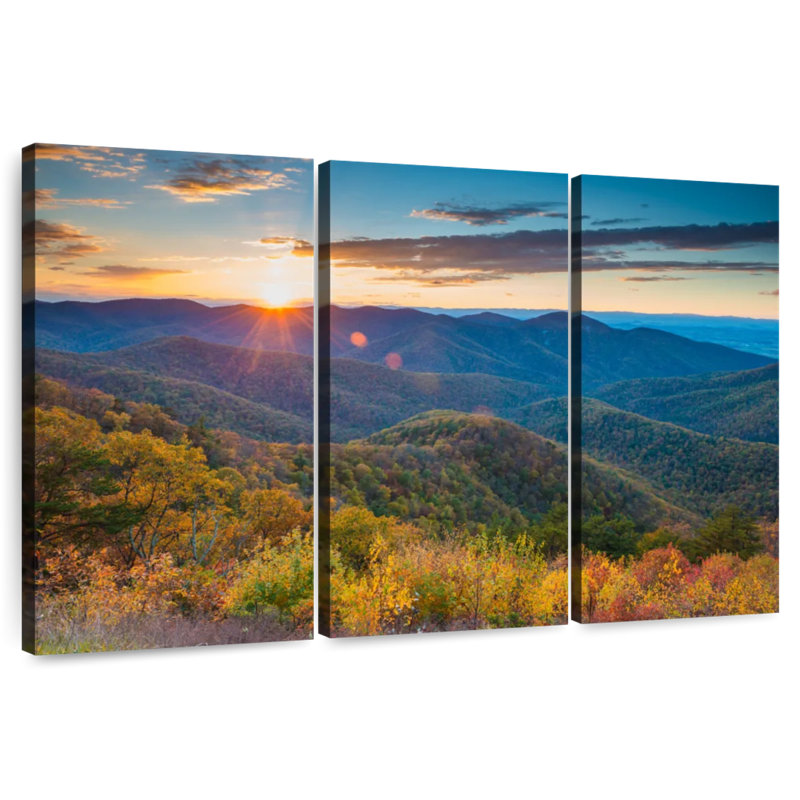 Alvord Autumn Sunset Blue Ridge Mountains, 32" H x 50" W