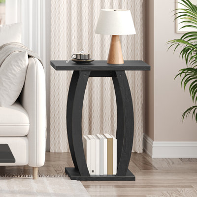 23.6" End Table with Storage,2-Tier Rectangular End Table,Nightstand for Small Spaces, Living Room, Bedroom