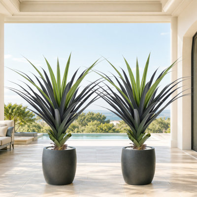Agave artificielle 4 pi, plante de sol en sisal à un paquet pour la décoration de patio intérieur et extérieur (ensemble de 2 plantes en sisal artificiel)