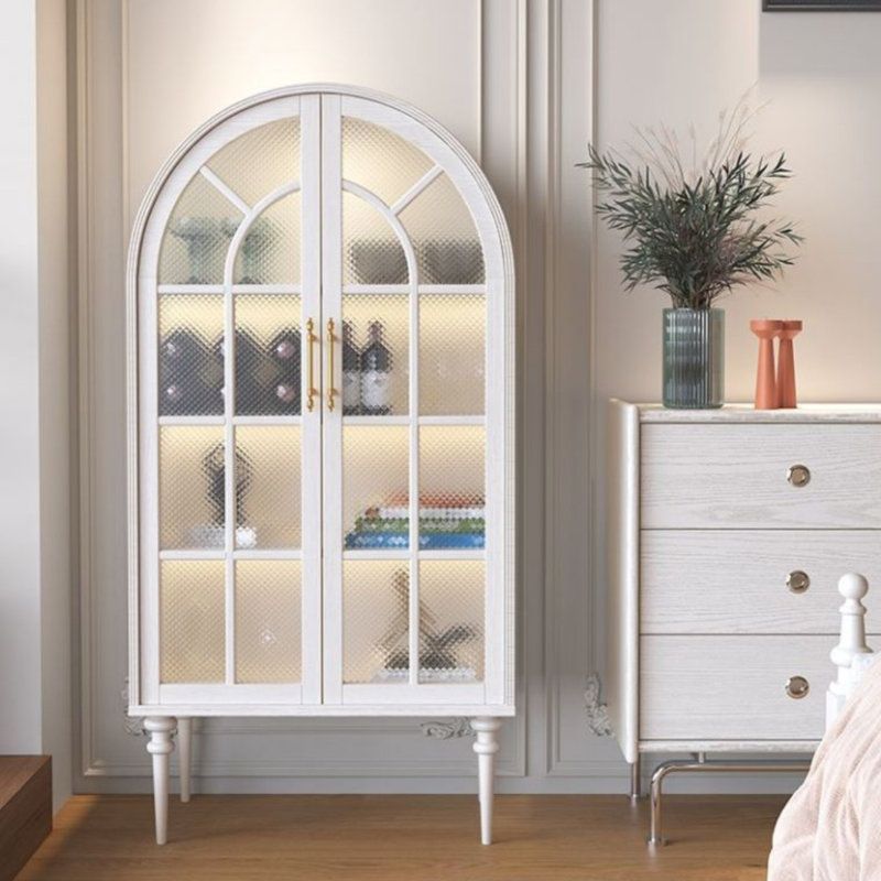 Buffet français rétro en verre, Blanc