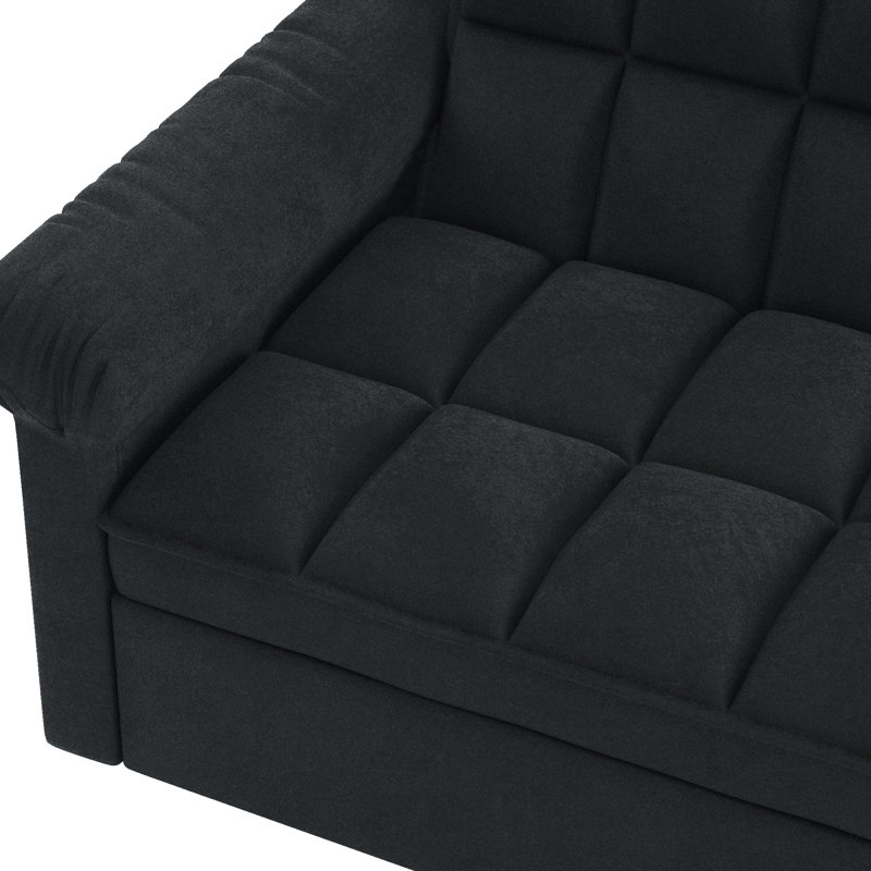 Canapé-lit convertible en velours capitonné avec 2 coussins, canapé-lit futon escamotable 3 en 1 avec dossier réglable, idéal pour les petits espaces et les invités!