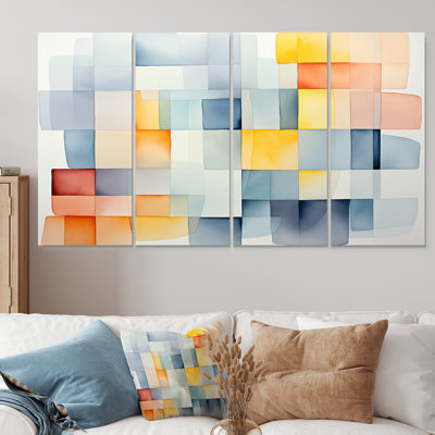 Motif de cubes multicolores V - abstrait géométrique, art mural 4 pièces