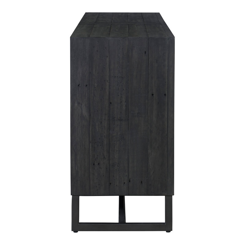 Lopez 68" Wide Pine Wood Sideboard, Black