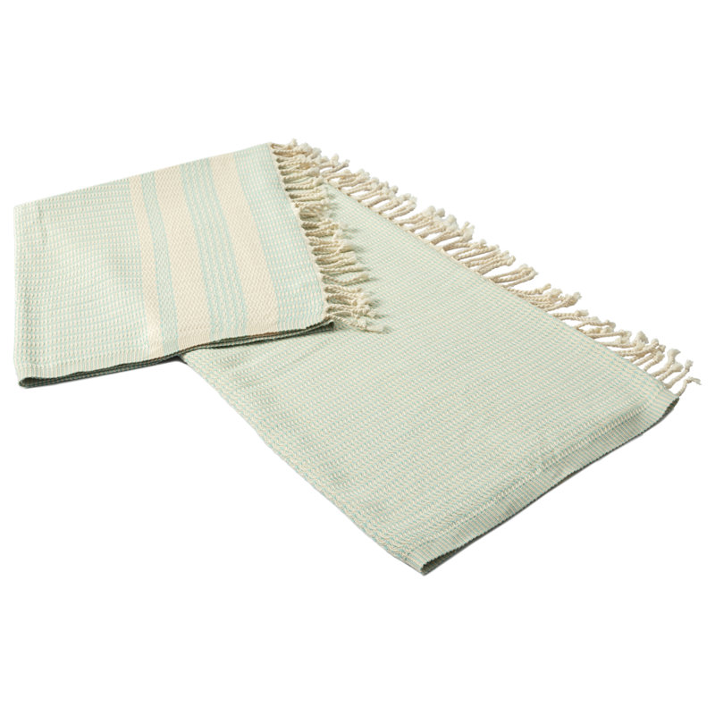 Jeté 100% coton Dacion, Vert rayé