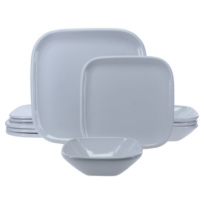 12-Piece, Impulse Square Dinnerware Set, White