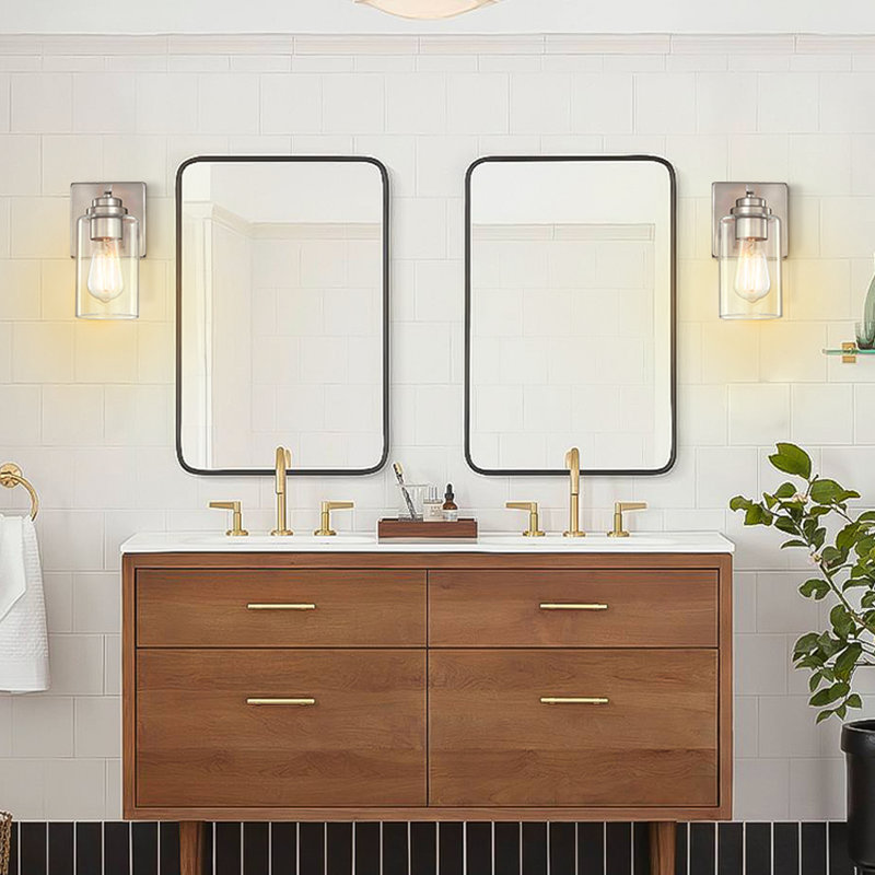 2 - Light Dimmable Bath Sconce, Brushed Nickel