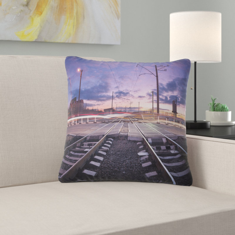 Coussin décoratif de rail avec lumières de voiture cityscape, 12 po x 20 po, Coussin lombaire