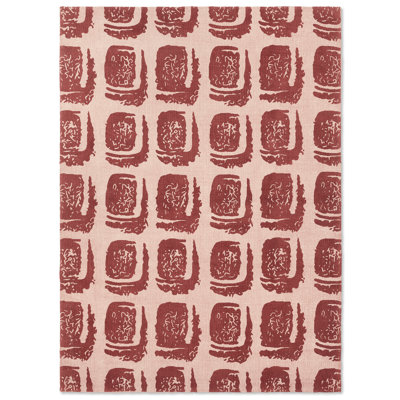 Wool Geometric Area Rug in Red/Pink
