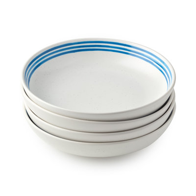 Dockside Blue Stoneware Soup Bowls – Set of 4, 9" 36 oz, Nautical-inspired blue, Durable and Dishwasher-Safe. Perfect for hearty soups, stews, and one-pot meals.