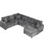 Canapé modulaire de 112,2 po de couleur grise avec lit escamotable, capacité de charge et de charge, 3 coussins décoratifs pour le salon-793416474