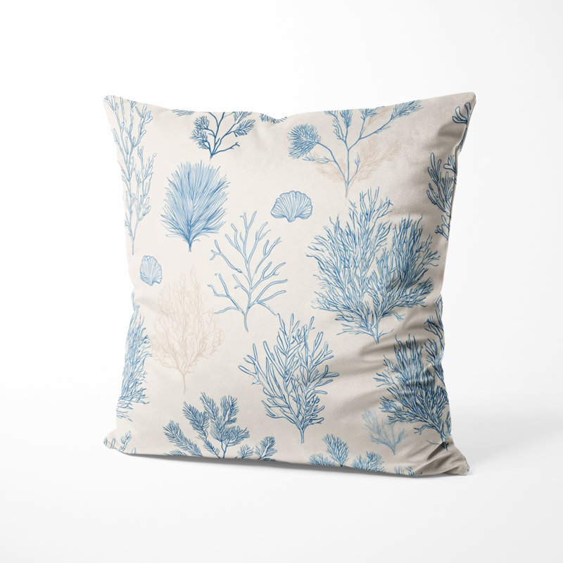 Coussin décoratif abstrait - Coussin imprimé motif de plage corail, H 16 po x l 16 po