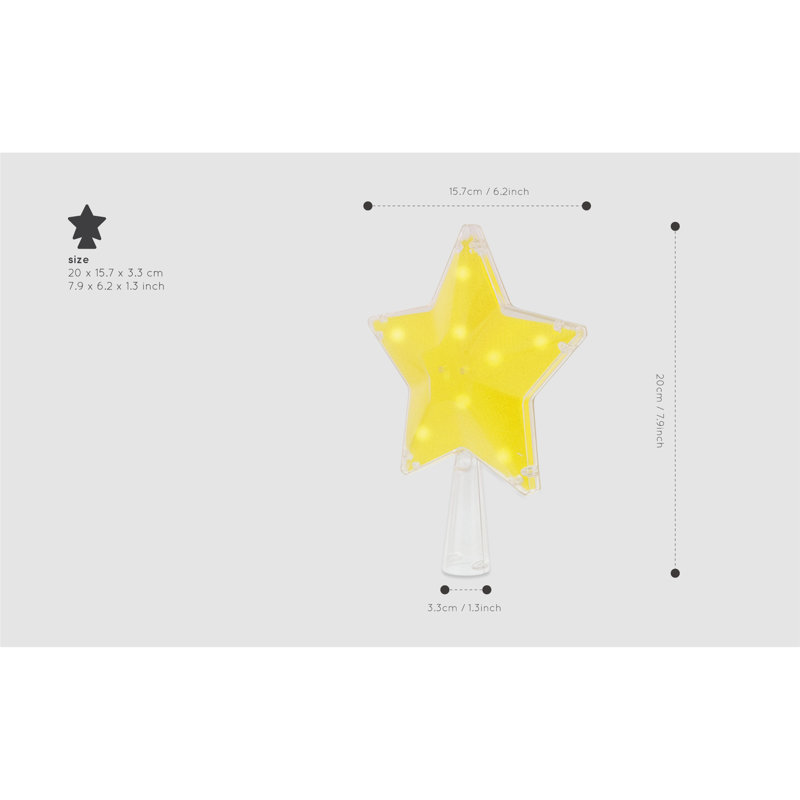 Golden Star Plastic Christmas Tree Topper with LED Lights
