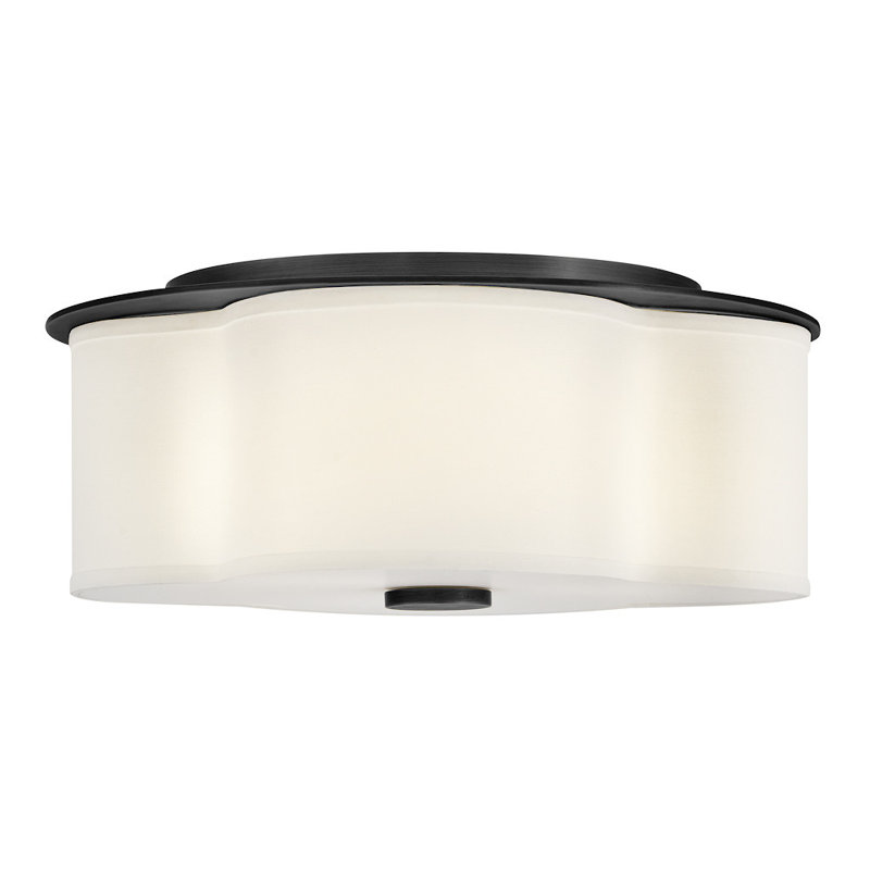 Black and White Etched Glass 3-Light LED Flush Mount Ceiling Light