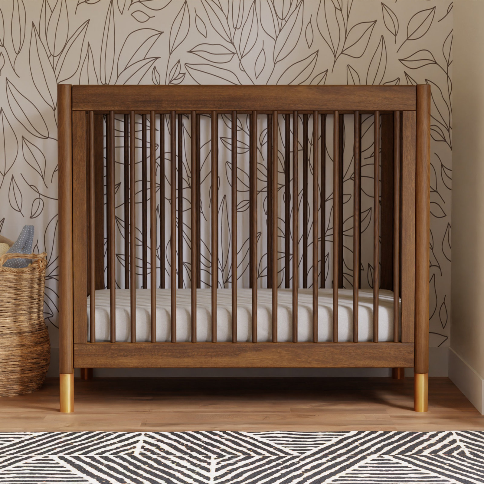 Gelato Pine 4-in-1 Convertible Crib, Natural Walnut/Gold