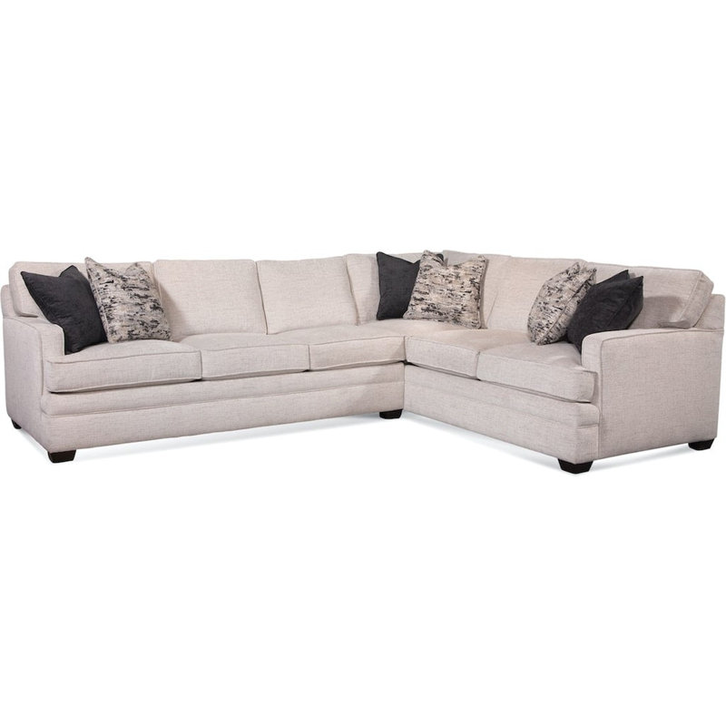 Canapé modulaire de coin deux pièces Kensington, Brown Geometric, 0456-33, Orienté à droite, Blanc givré