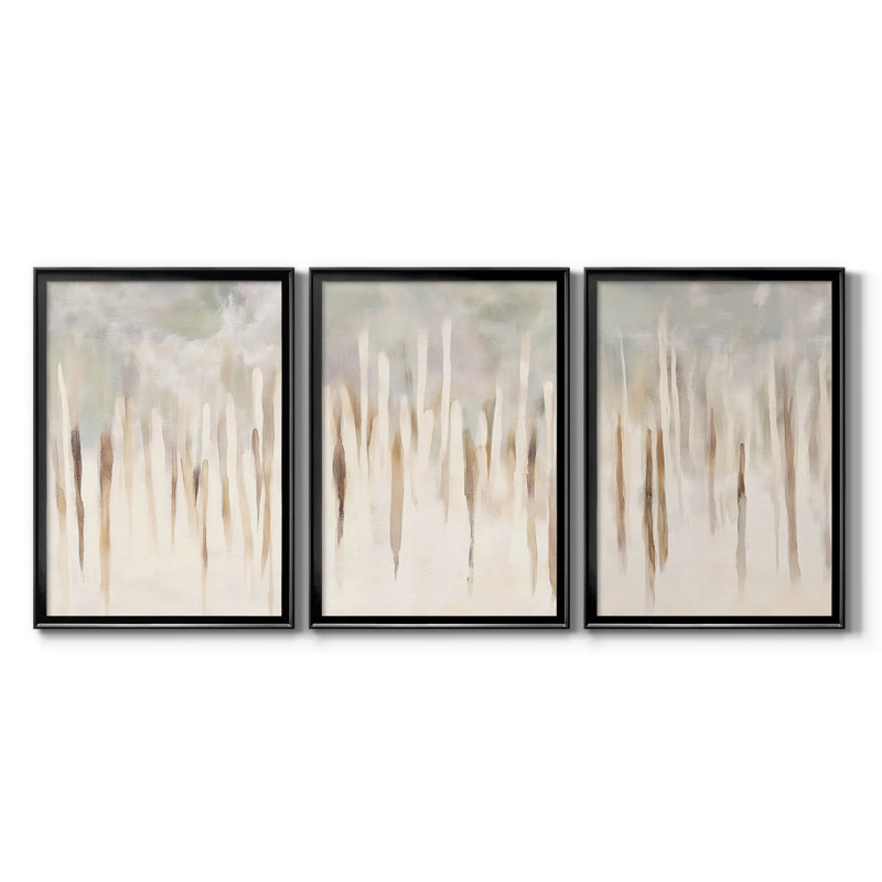 ABSTRACT Series DCC-XXII - Toile tendue avec châssis sur mesure - 3 pièces, Noir, H 19 po x l 27 po
