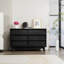 La commode double 6 tiroirs présente un design rétro et biseauté