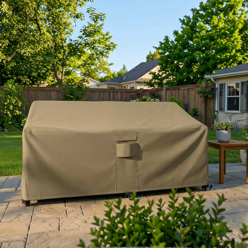 Goodman Weatherproof Patio Sofa Cover with Breathable, Durable Water-Resistant PVC Protection, Adjustable Elastic Hem, Click-Close Straps and Air Holes